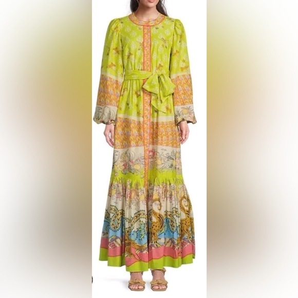 New boho maxi dress  a-line ruffles mandarin collar $169 NWT medium a loves a - Picture 4 of 13